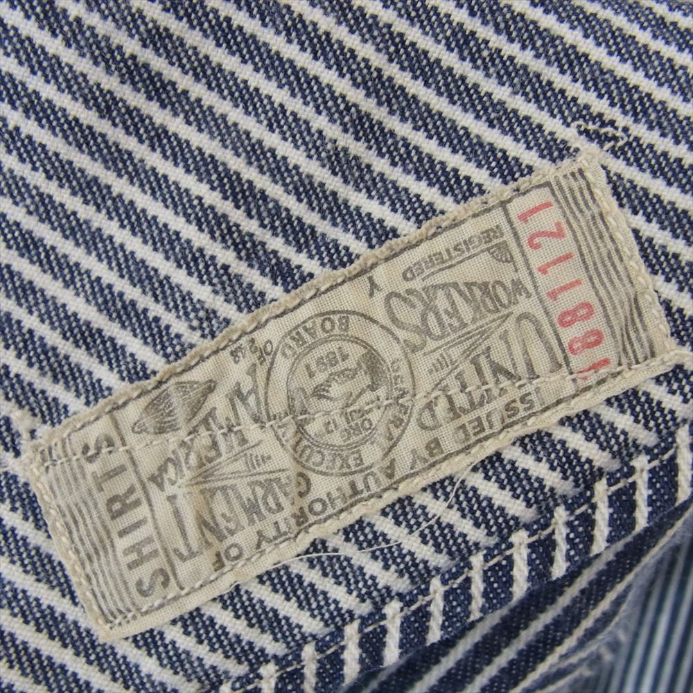 FREEWHEELERS フリーホイーラーズ 1881121 UNION SPECIAL OVERALLS ユニオンスペシャル オーバーオールズ ストライプ 長袖 ワーク シャツ  17【中古】