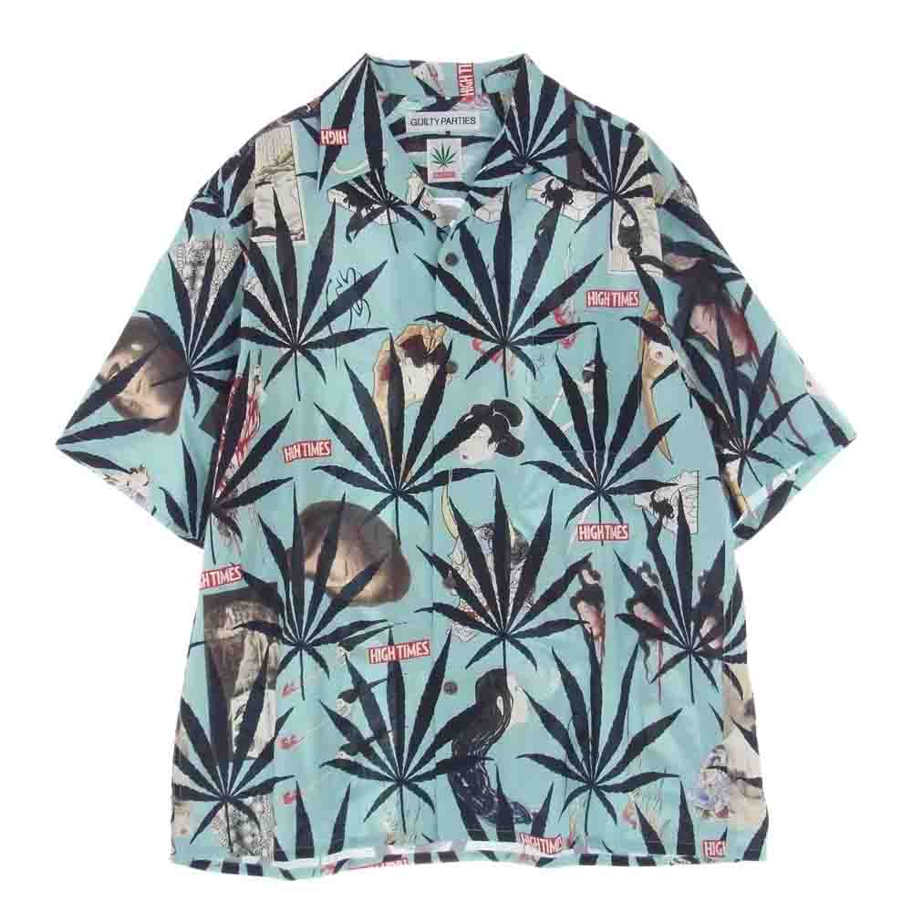 WACKO MARIA ワコマリア 24SS HIGHTIMES-WM-HI06 HIGHTIMES S/S HAWAIIAN SHIRT ハイタイムズ ハワイアンシャツ アロハシャツ レーヨン 半袖シャツ ライトブルー系 XXL【極上美品】【中古】