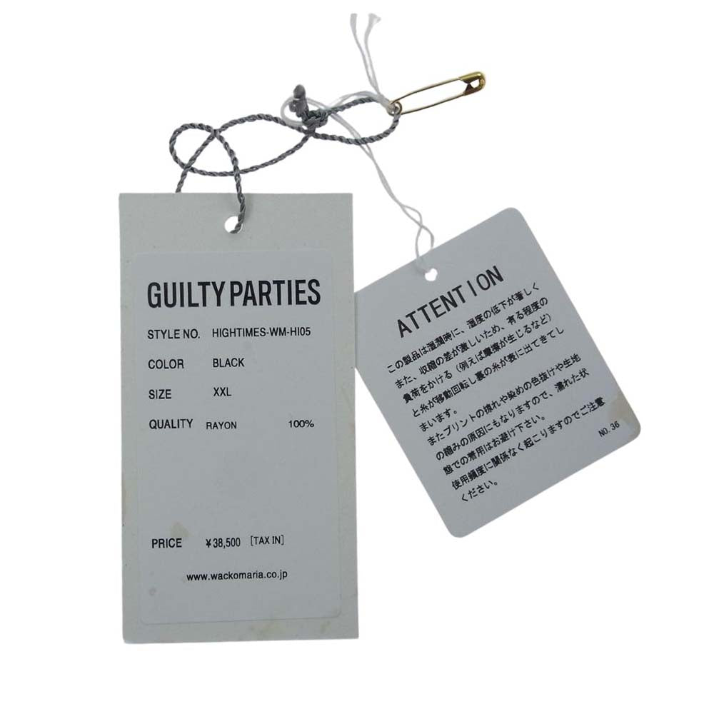 WACKO MARIA ワコマリア 24SS HIGHTIMES-WM-HI05 HIGHTIMES S/S HAWAIIAN SHIRT  ハイタイムズ  ハワイアン シャツ アロハシャツ レーヨン 半袖シャツ ブラック系 XXL【極上美品】【中古】