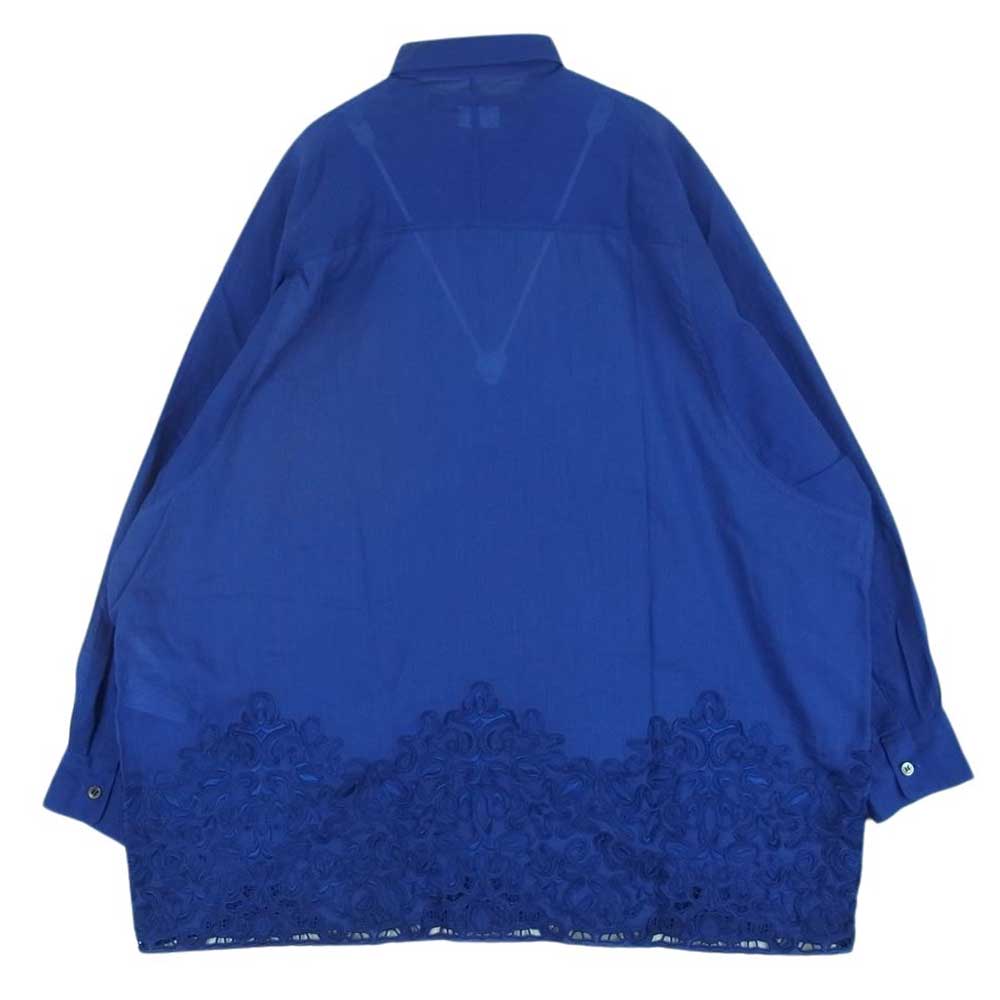 JUNYA WATANABE COMME des GARCONS ジュンヤワタナベコムデギャルソン 16SS JQ-B025 裾刺繍 シアー 長袖 シャツ ブラウス ブルー系 XS【中古】