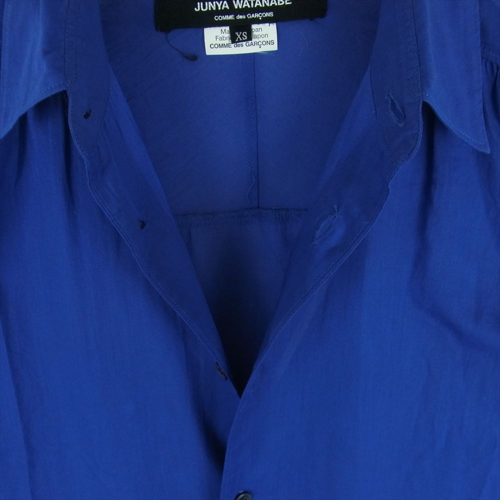 JUNYA WATANABE COMME des GARCONS ジュンヤワタナベコムデギャルソン 16SS JQ-B025 裾刺繍 シアー 長袖 シャツ ブラウス ブルー系 XS【中古】