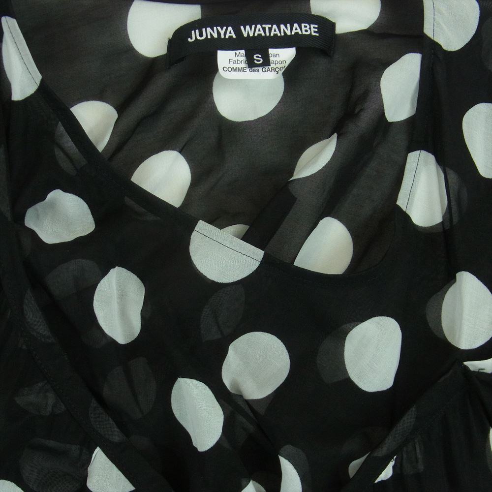 JUNYA WATANABE COMME des GARCONS ジュンヤワタナベコムデギャルソン 22SS JI-O044 裾チェーン ポルカドット柄 半袖 シアー ロング ワンピース ブラック系 ホワイト系 S【中古】