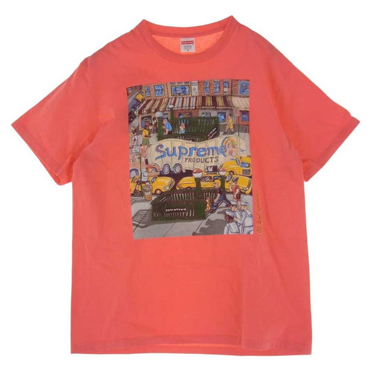 Supreme シュプリーム 22SS Manhattan Tee マンハッタン プリント 半袖 Tシャツ ブライトコーラル系 M【美品】【中古】