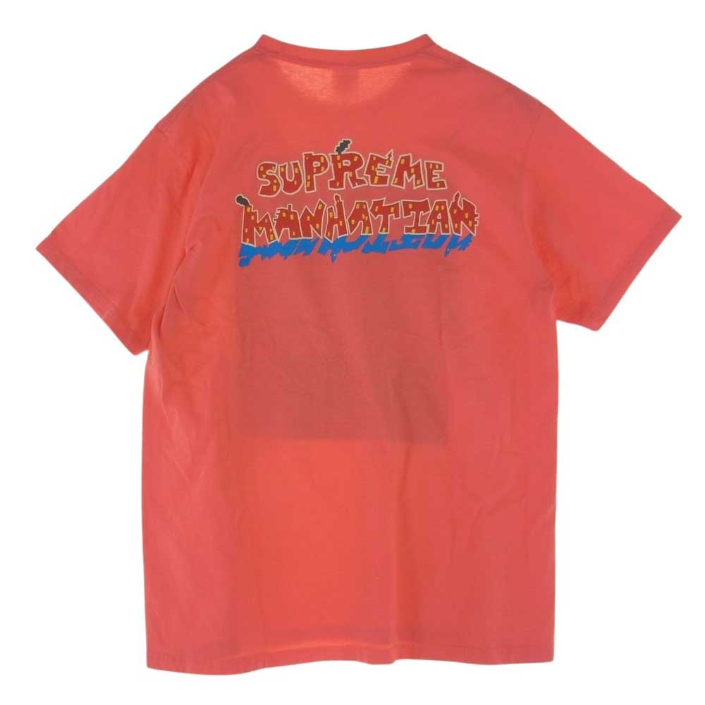 Supreme シュプリーム 22SS Manhattan Tee マンハッタン プリント 半袖 Tシャツ ブライトコーラル系 M【美品】【中古】