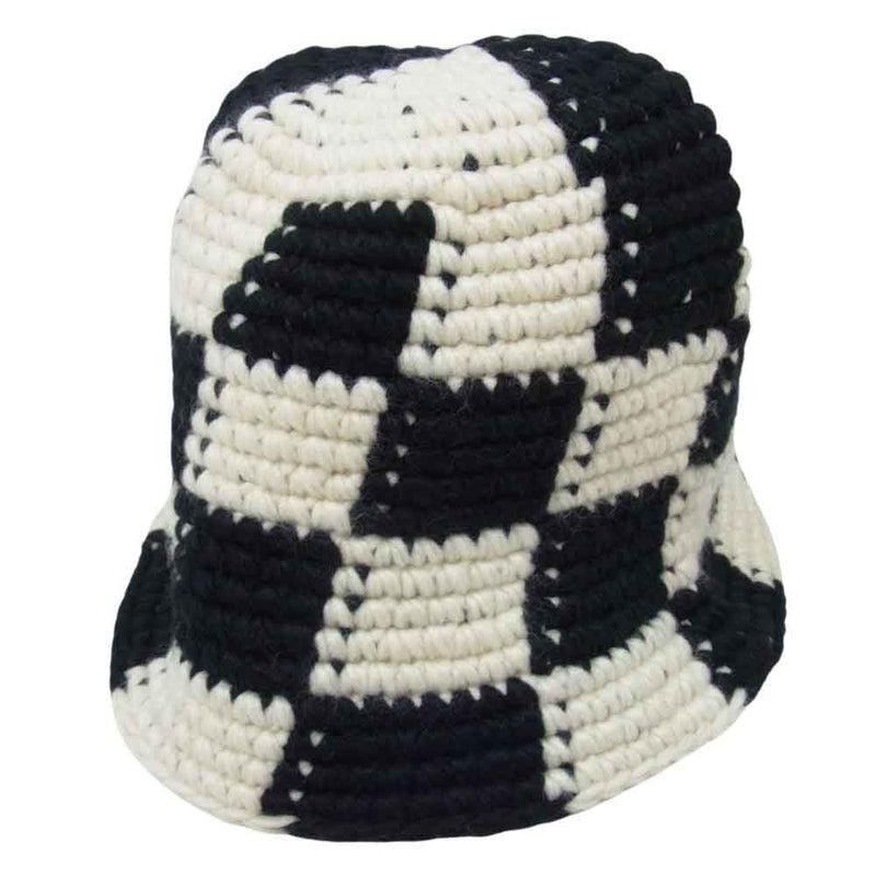 STUSSY ステューシー Checker Knit Bucket Hat チェッカー ニット バケット ハット ブラック系【美品】【中古】