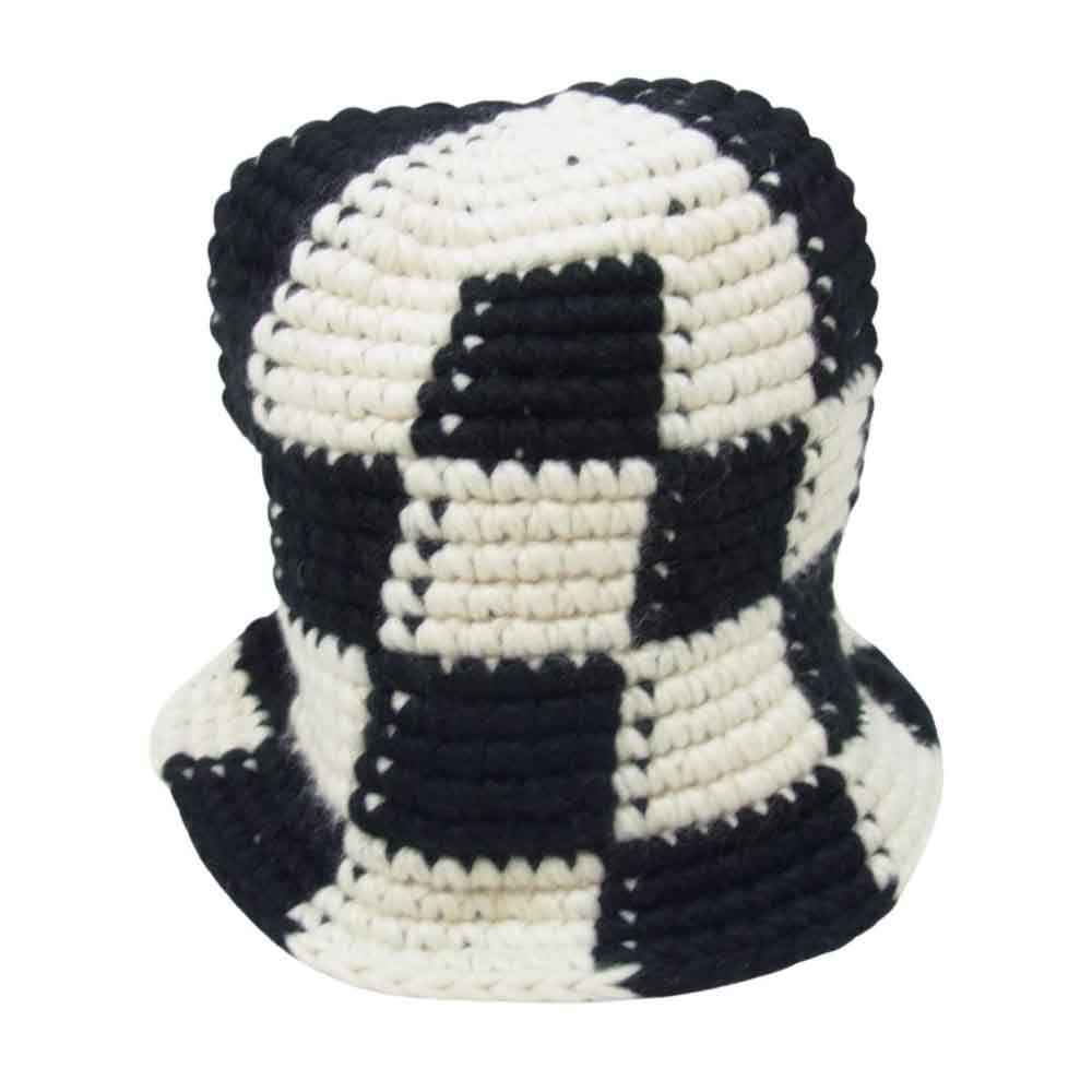 STUSSY ステューシー Checker Knit Bucket Hat チェッカー ニット バケット ハット ブラック系【美品】【中古】