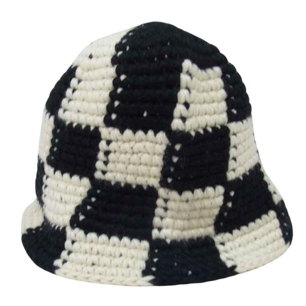 STUSSY ステューシー Checker Knit Bucket Hat チェッカー ニット バケット ハット ブラック系【美品】【中古】