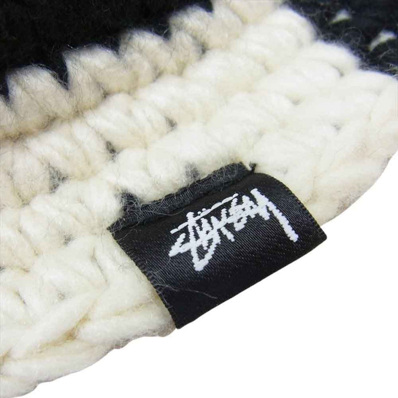 STUSSY ステューシー Checker Knit Bucket Hat チェッカー ニット バケット ハット ブラック系【美品】【中古】