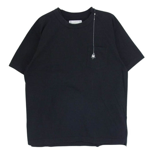 Sacai サカイ 19SS 19-01962M  dr.woo ドクターウー 蜘蛛 刺繍 半袖 クルーネック tシャツ ブラック系 3【中古】