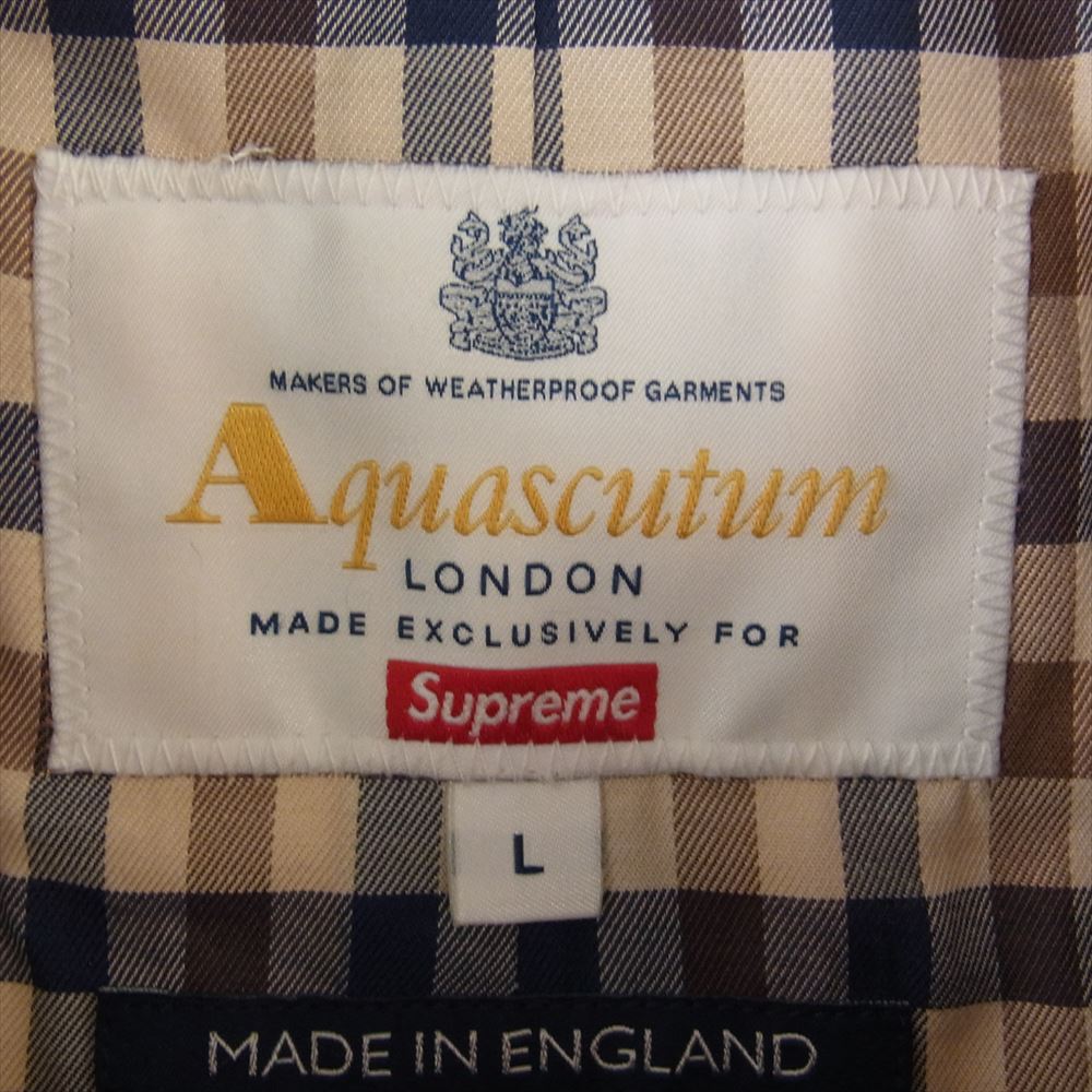 Supreme シュプリーム 16AW × Aquascutum Filey Raincoat アクアスキュータム バック 刺繍 ロゴ ステンカラーコート ベージュ系 L【中古】