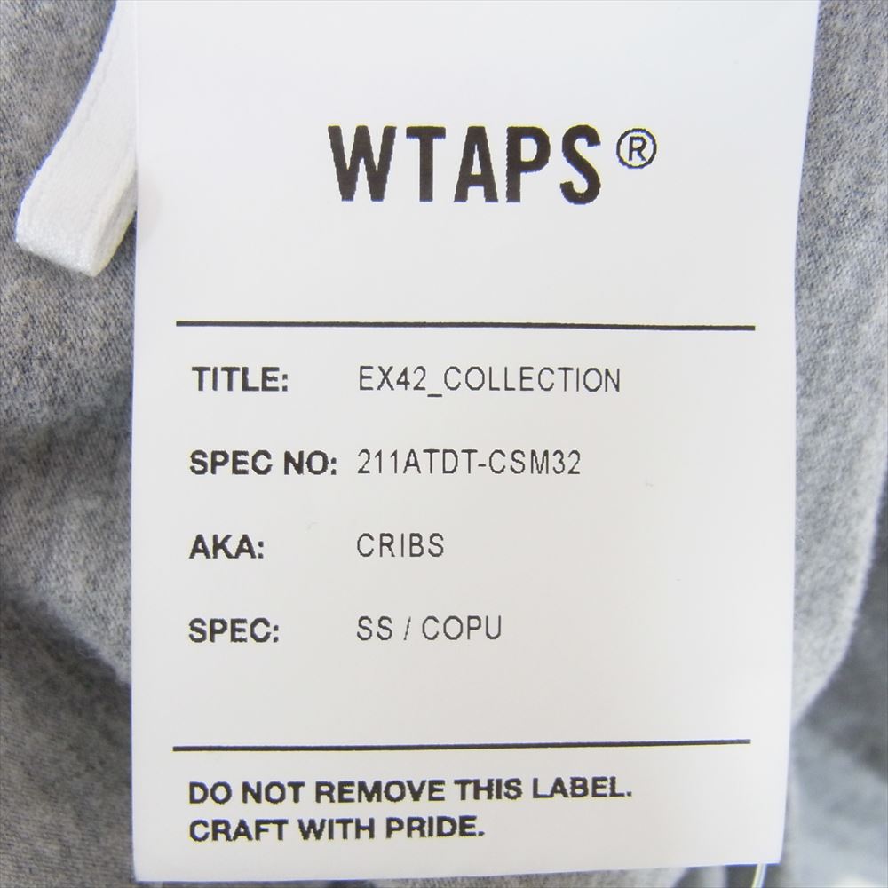 WTAPS ダブルタップス 21SS 211ATDT-CSM32 CRIBS SS TEE クリブス ショートスリーブ 裾 ピスネーム 半袖 Tシャツ グレー系 X03【中古】