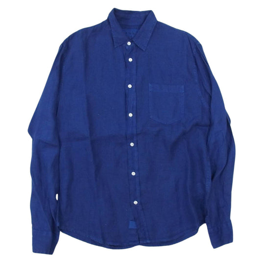 フランク＆アイリーン 2920700319 × Ron Herman ロンハーマン 別注 RH LUKE リネン 麻 レギュラーカラー 長袖 シャツ ネイビー系 XS【中古】