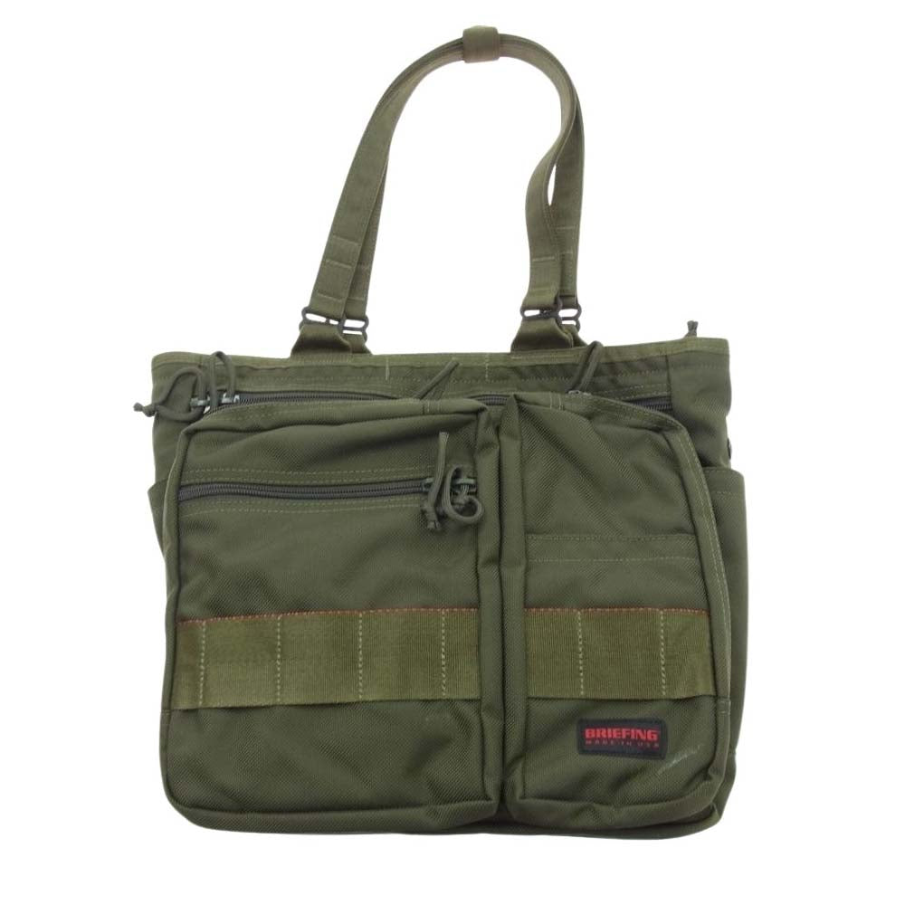 BRIEFING ブリーフィング BS TOTE TALL バリスティックナイロン トートバッグ オリーブグリーン系【美品】【中古】