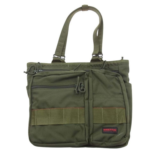 BRIEFING ブリーフィング BS TOTE TALL バリスティックナイロン トートバッグ オリーブグリーン系【美品】【中古】