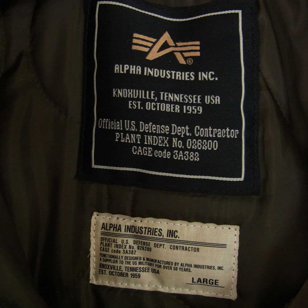 ALPHA アルファ INDUSTRIES for SHIPS GENERAL SUPPLY シップス別注 124-08-0010 ジェネラルサプライ N-3B ウール グリーン系 L【中古】