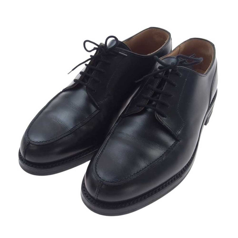 CROCKETT&JONES クロケットアンドジョーンズ 29262A-C01R1 MORETON モールトン カーフ 外羽根 292ラスト Uチップ レザー ドレスシューズ ブラック系 UK7E【美品】【中古】