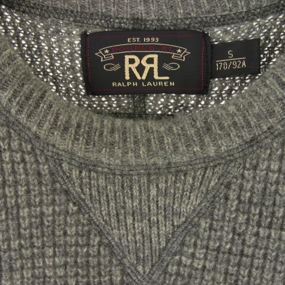 RRL ダブルアールエル カシミヤ100％ 黒タグ 前V ローゲージ ワッフル ニット グレー系 S【中古】