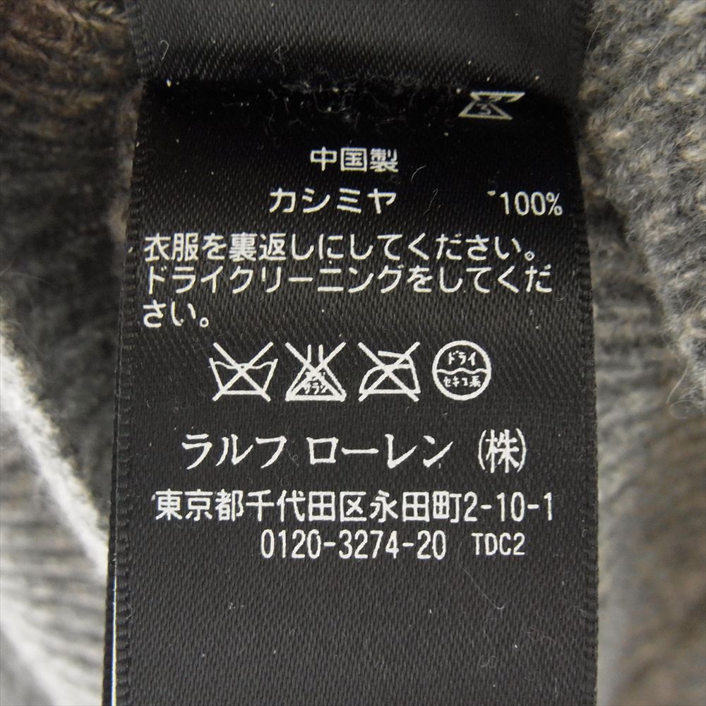 RRL ダブルアールエル カシミヤ100％ 黒タグ 前V ローゲージ ワッフル ニット グレー系 S【中古】