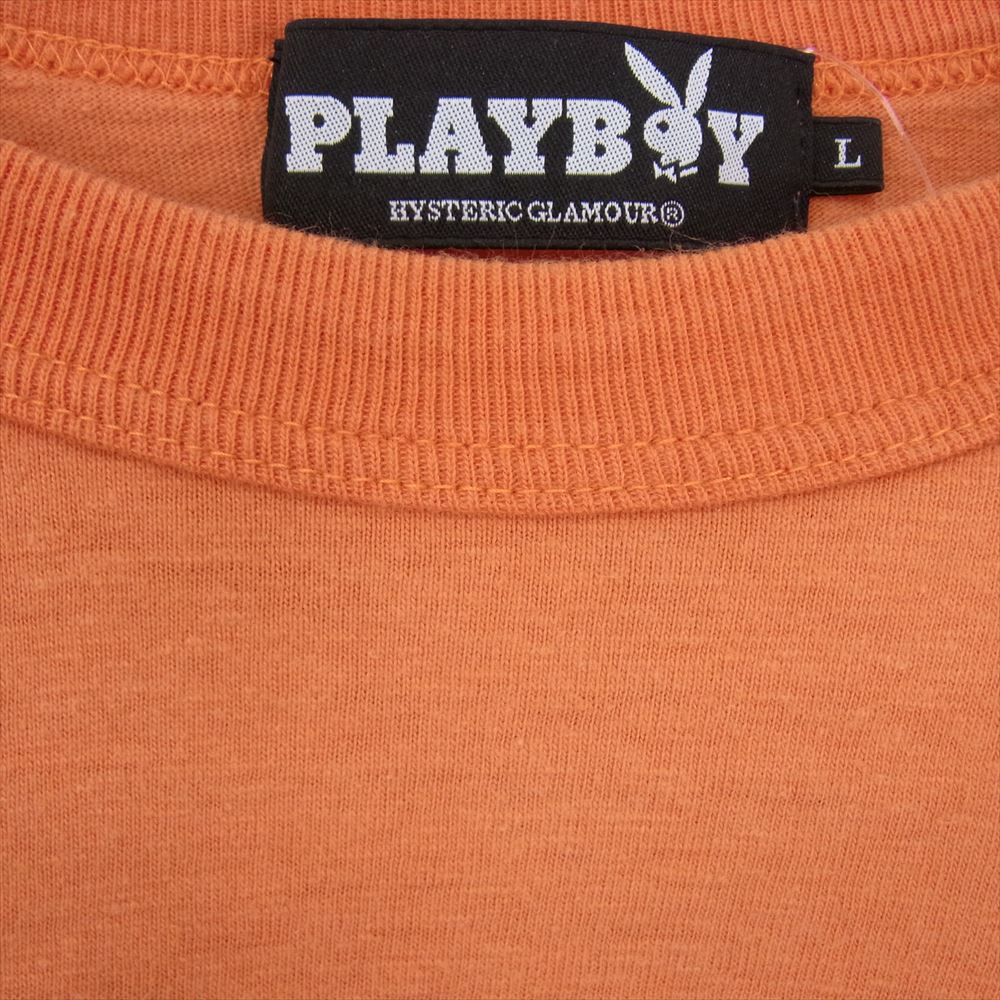 HYSTERIC GLAMOUR ヒステリックグラマー 1242CT01 PLAYBOY プレイボーイ フットボール 半袖 Tシャツ カットソー オレンジ系 L【中古】