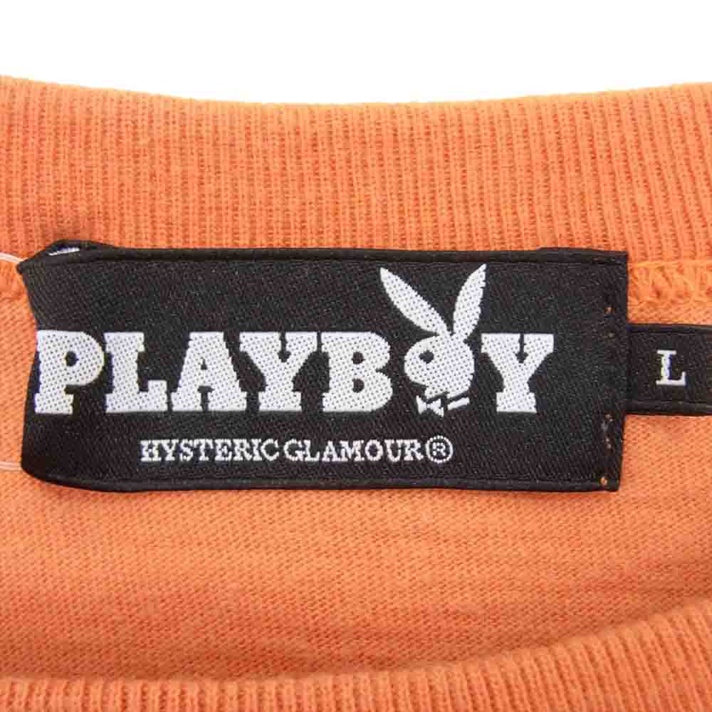 HYSTERIC GLAMOUR ヒステリックグラマー 1242CT01 PLAYBOY プレイボーイ フットボール 半袖 Tシャツ カットソー オレンジ系 L【中古】