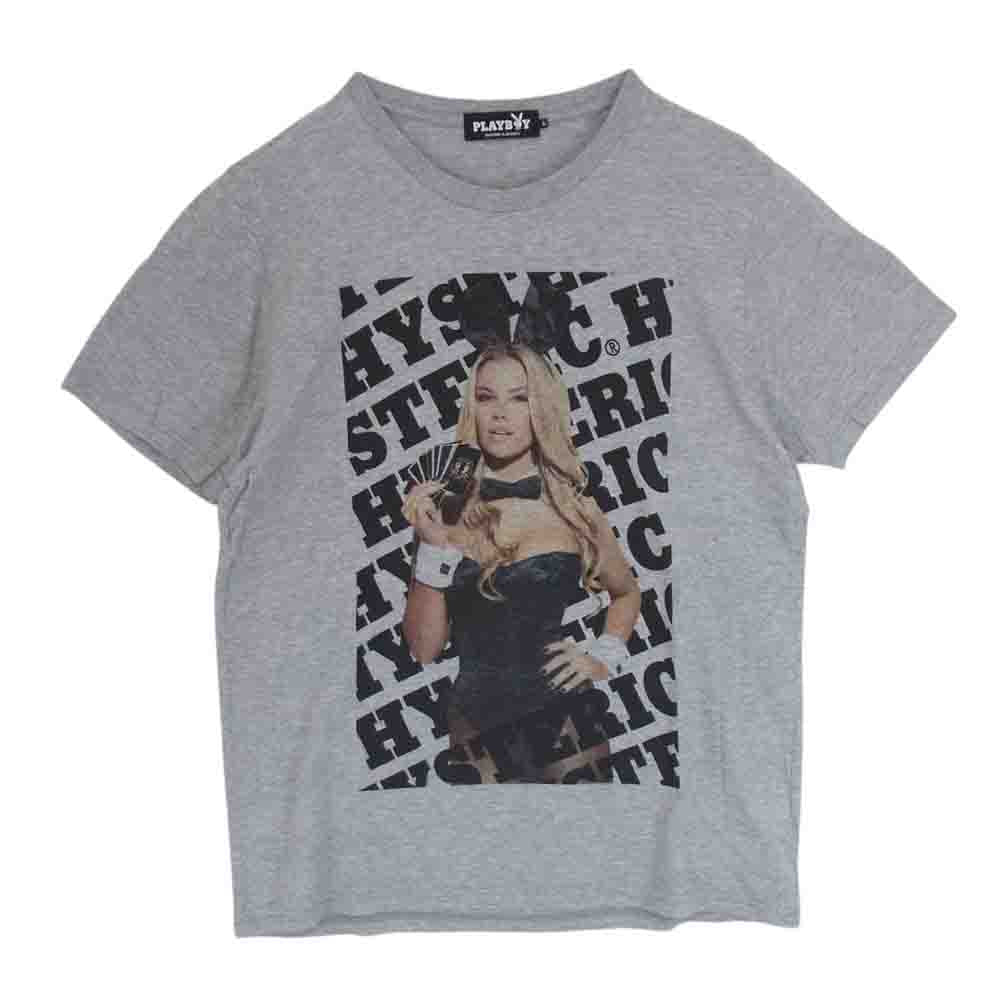 HYSTERIC GLAMOUR ヒステリックグラマー 1263CT01 PLAYBOY プレイボーイ バニーガール フォト プリント 半袖 Tシャツ グレー系 L【中古】
