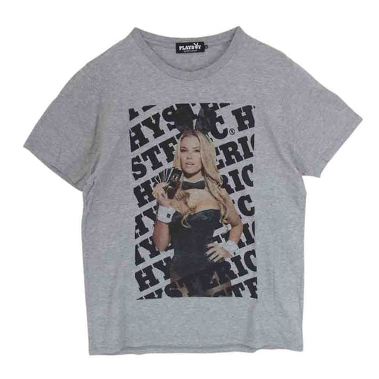 HYSTERIC GLAMOUR ヒステリックグラマー 1263CT01 PLAYBOY プレイボーイ バニーガール フォト プリント 半袖 Tシャツ グレー系 L【中古】