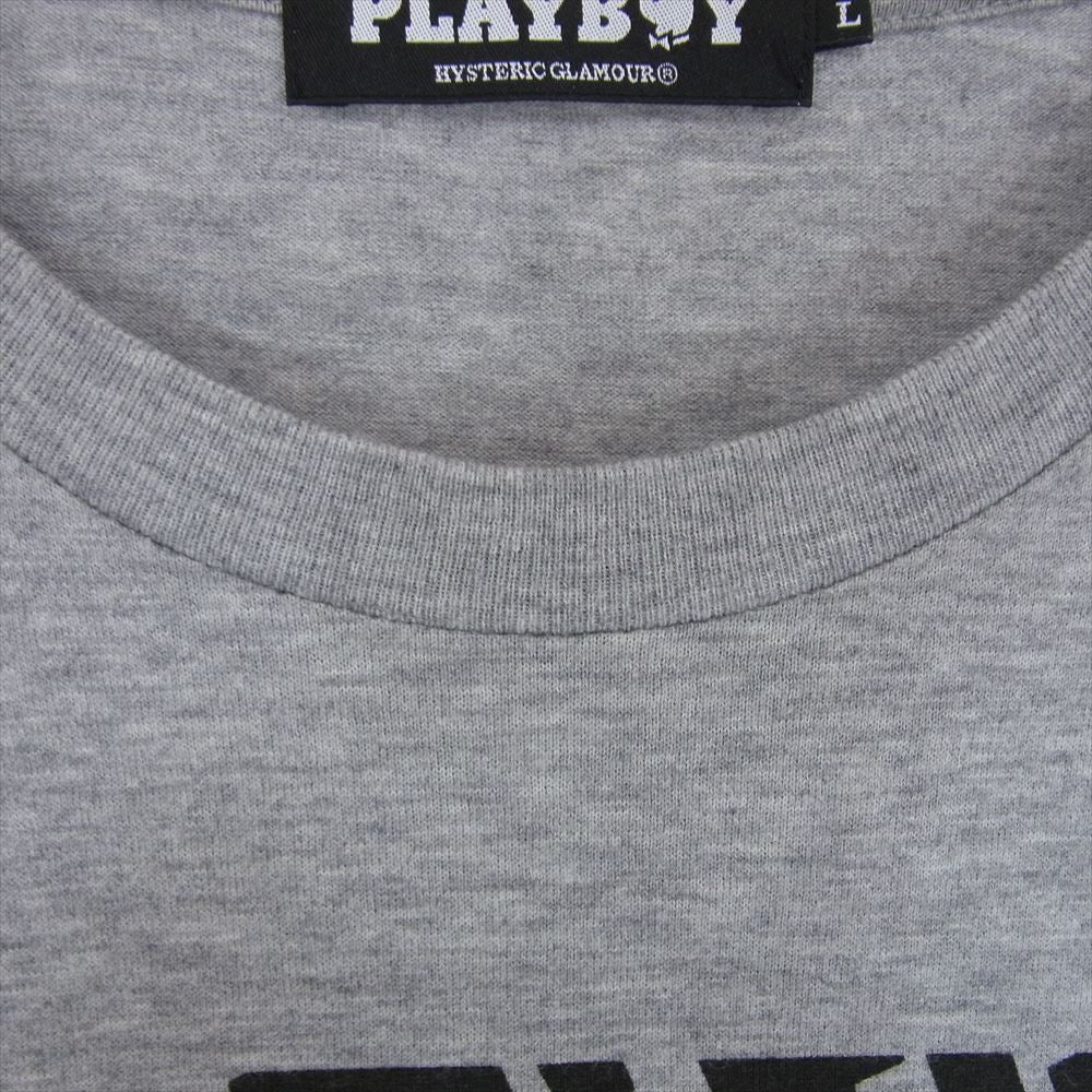 HYSTERIC GLAMOUR ヒステリックグラマー 1263CT01 PLAYBOY プレイボーイ バニーガール フォト プリント 半袖 Tシャツ グレー系 L【中古】