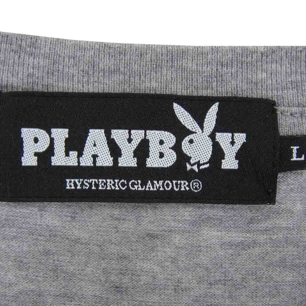 HYSTERIC GLAMOUR ヒステリックグラマー 1263CT01 PLAYBOY プレイボーイ バニーガール フォト プリント 半袖 Tシャツ グレー系 L【中古】