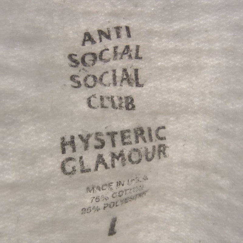 HYSTERIC GLAMOUR ヒステリックグラマー 22SS SS3000P Anti Social Social Club ASSC アンチソーシャルソーシャルクラブ クルーネック スウェット トレーナー グレー系 L【中古】