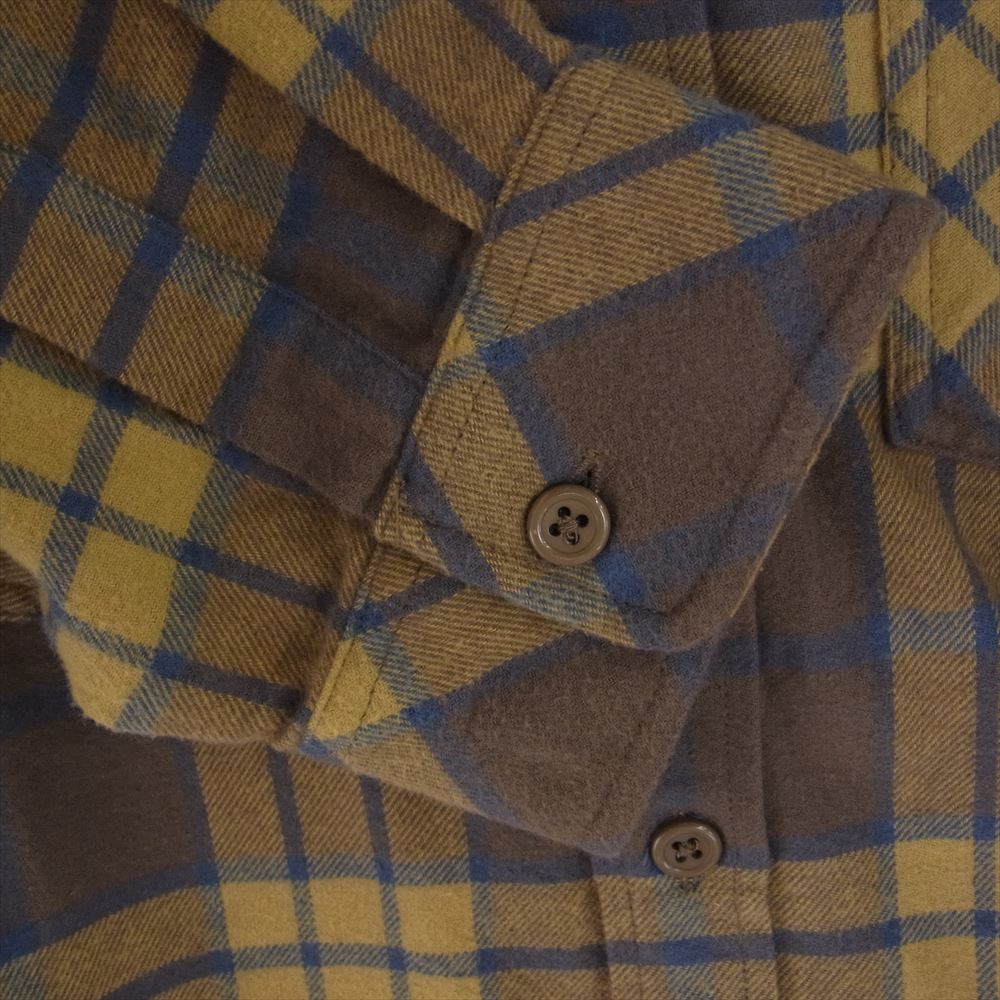 Supreme シュプリーム 21SS HYSTERIC GLAMOUR Flannel Shirt ヒステリックグラマー ロゴ刺繍 フランネル 長袖 シャツ ライトブラウン系 イエロー系 L【中古】