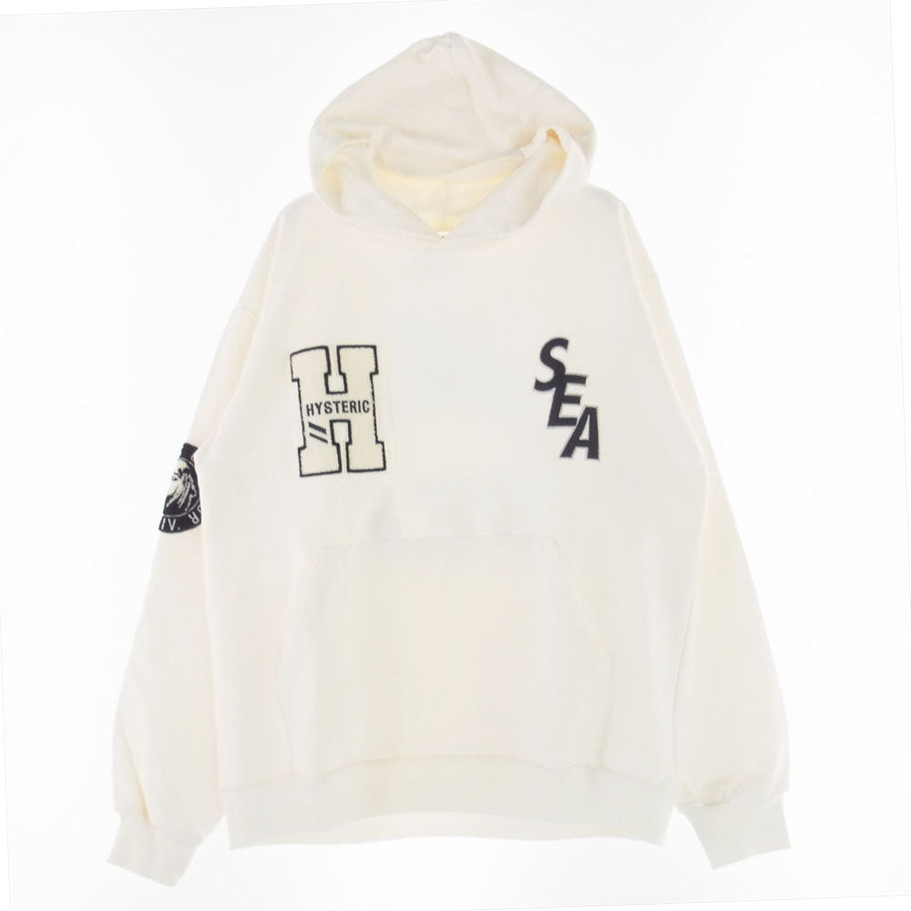 HYSTERIC GLAMOUR ヒステリックグラマー WDS-HYS-3-06  WIND AND SEA ウィンダンシー HOODIE プルオーバー パーカー フーディー ホワイト系 XL【中古】