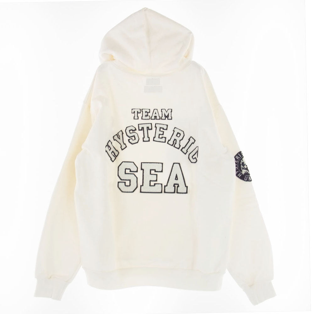 HYSTERIC GLAMOUR ヒステリックグラマー WDS-HYS-3-06  WIND AND SEA ウィンダンシー HOODIE プルオーバー パーカー フーディー ホワイト系 XL【中古】