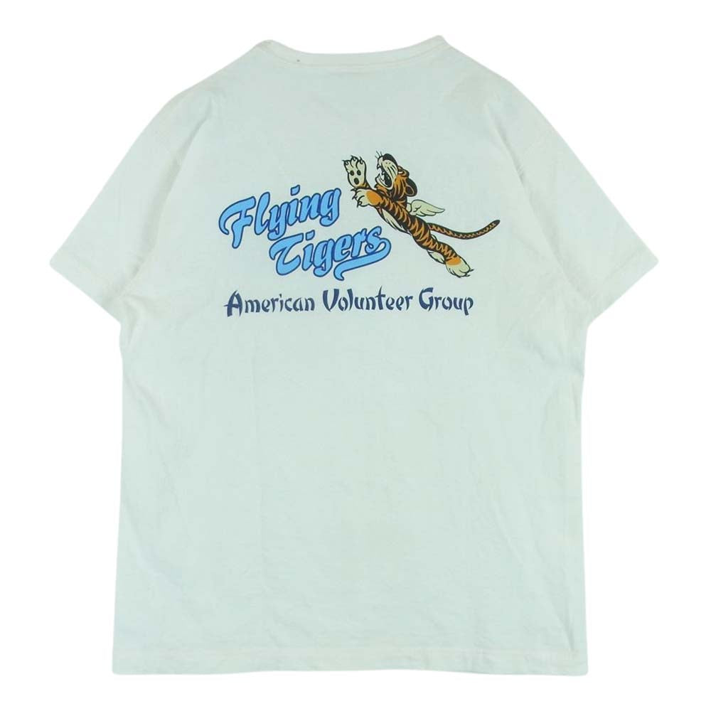 Buzz Rickson's バズリクソンズ 日本製 Flying Tigers T Shirt  TEE フライングタイガー 半袖 Tシャツ オフホワイト系 M【中古】