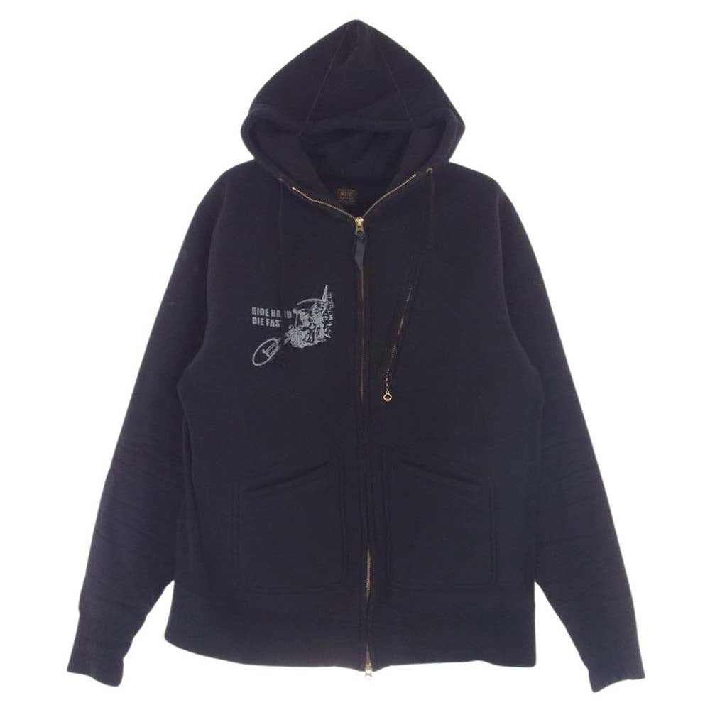 ウエストライド ヘビーウェイト プリント ジップ アップ スウェット パーカー ブラック系 40【中古】