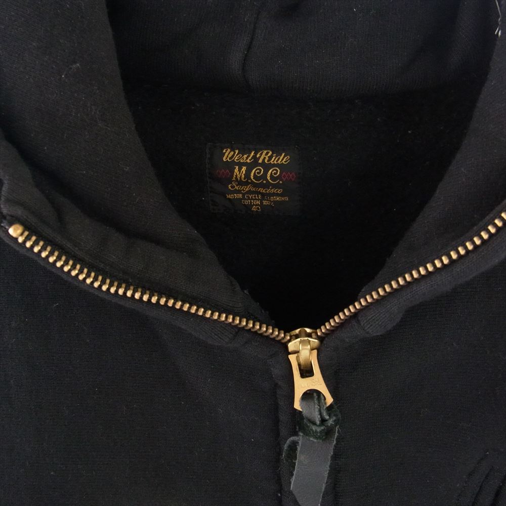 ウエストライド ヘビーウェイト プリント ジップ アップ スウェット パーカー ブラック系 40【中古】