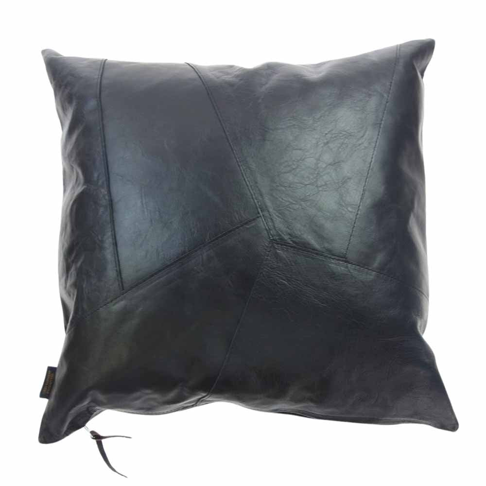 The REAL McCOY'S ザリアルマッコイズ HORSEHIDE CUSHION ホースハイド クッション ブラック系 横 約45cm x 縦 約45cm【中古】