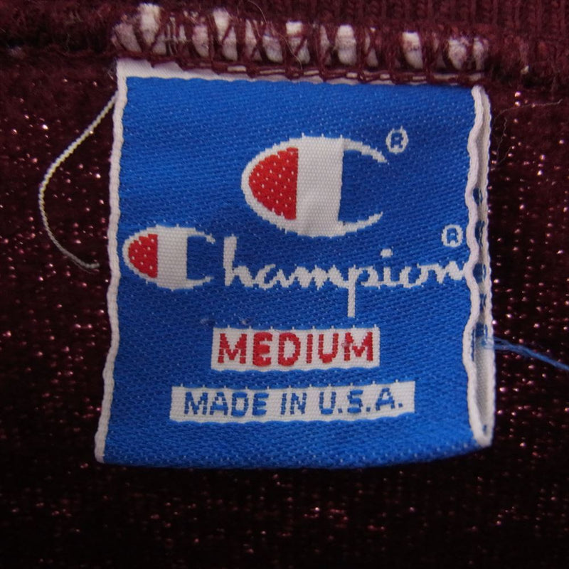 Champion チャンピオン ヴィンテージ 80s 青刺繍タグ前期 プリント スウェット ワインレッド系 M【中古】