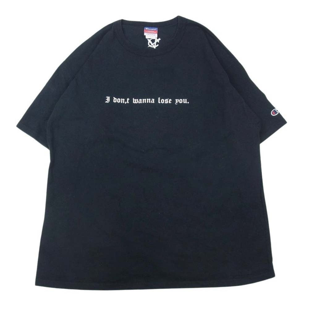 Champion チャンピオン CORVETTE I Don’t Wanna Lose You フロントプリント クルーネック 半袖 Tシャツ ブラック系 XL【中古】