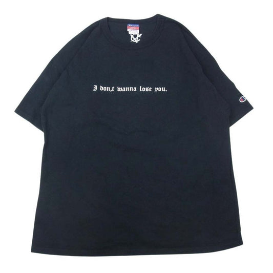 Champion チャンピオン CORVETTE I Don’t Wanna Lose You フロントプリント クルーネック 半袖 Tシャツ ブラック系 XL【中古】