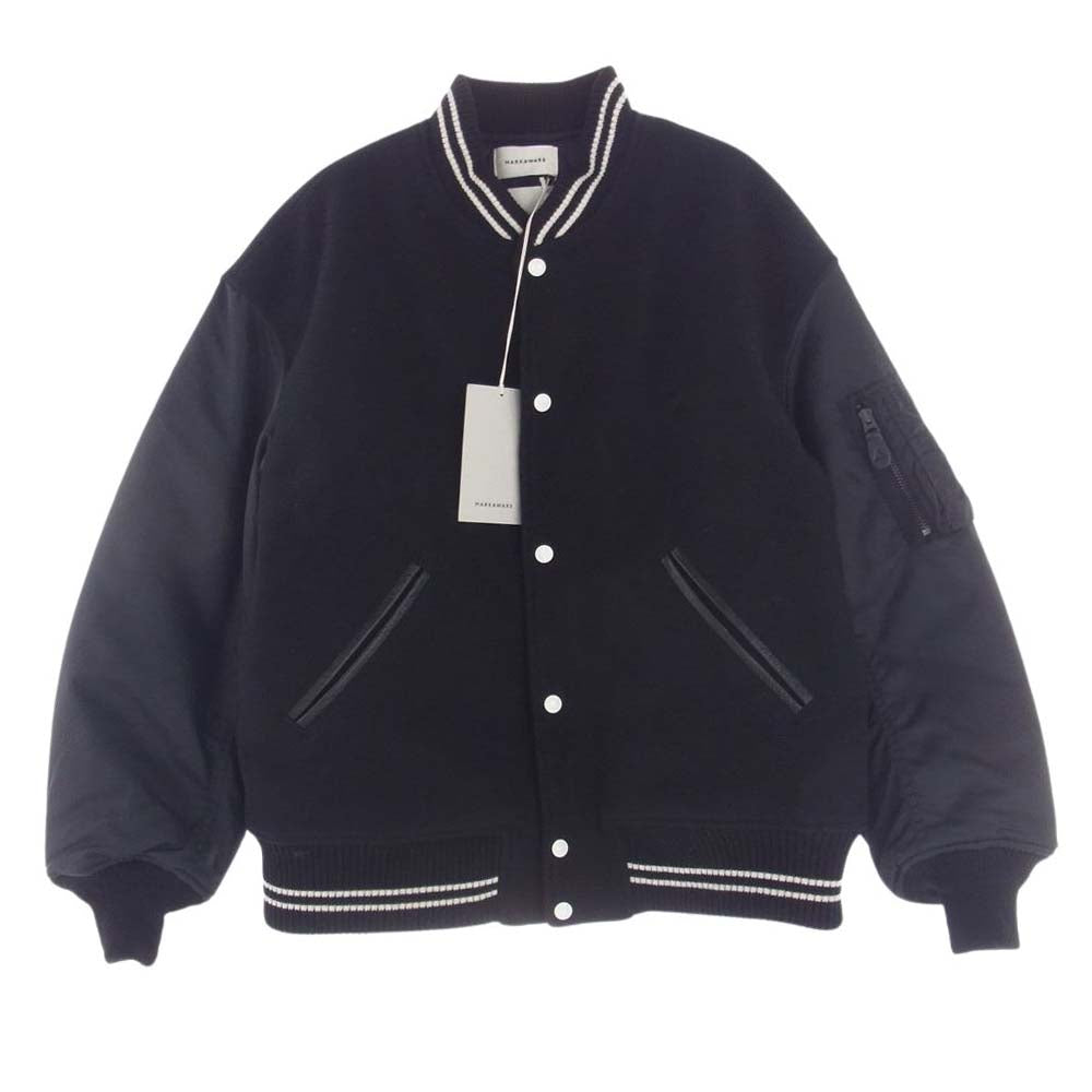 markaware マーカウェア 23AW A23C-17BL01C ORGANIC WOOL MELTON VARSITY JACKET オーガニックウールメルトン バーシティ ジャケット スタジャン スタジアム ジャケット ブラック系 2【中古】