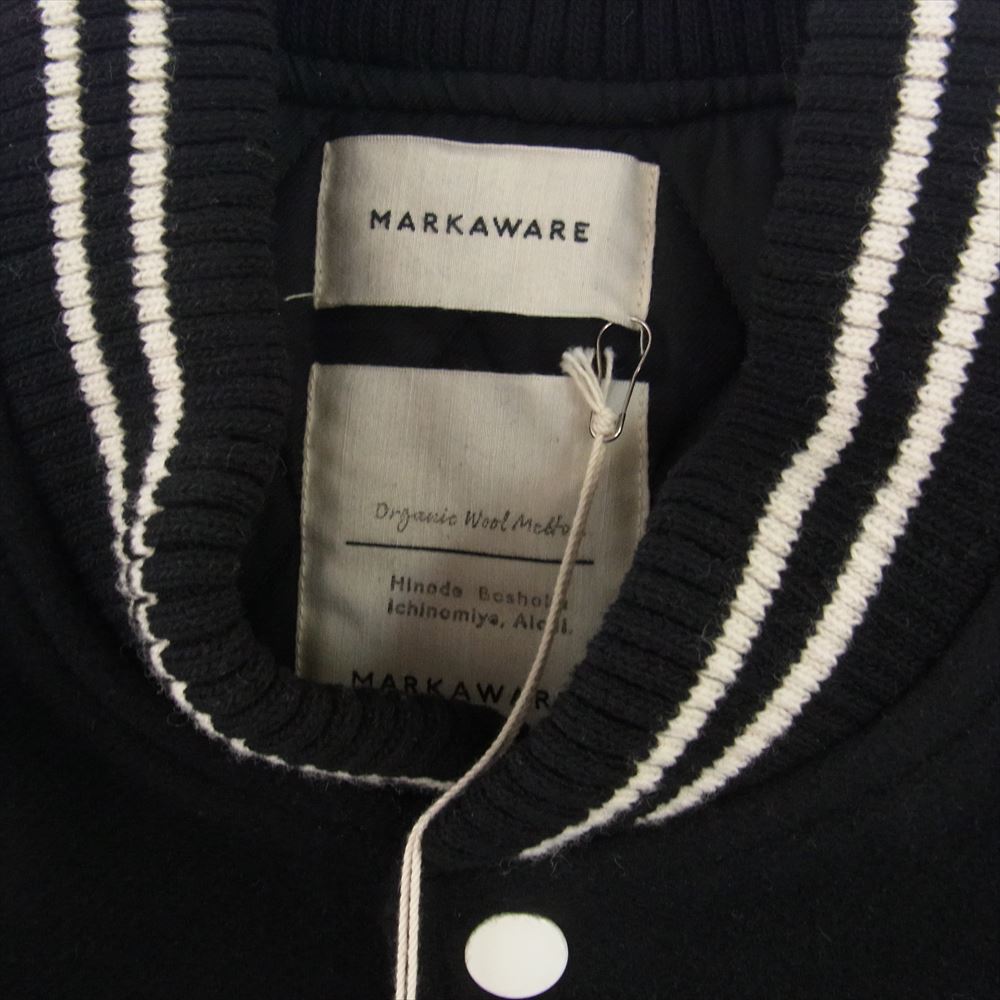 markaware マーカウェア 23AW A23C-17BL01C ORGANIC WOOL MELTON VARSITY JACKET オーガニックウールメルトン バーシティ ジャケット スタジャン スタジアム ジャケット ブラック系 2【中古】