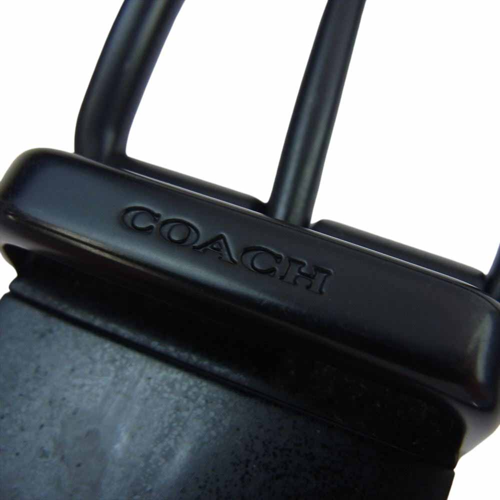 COACH コーチ Wide Harness Cut Toe ワイド ハーネス カット トゥ シグネチャー レザー ベルト  ブラック系【中古】