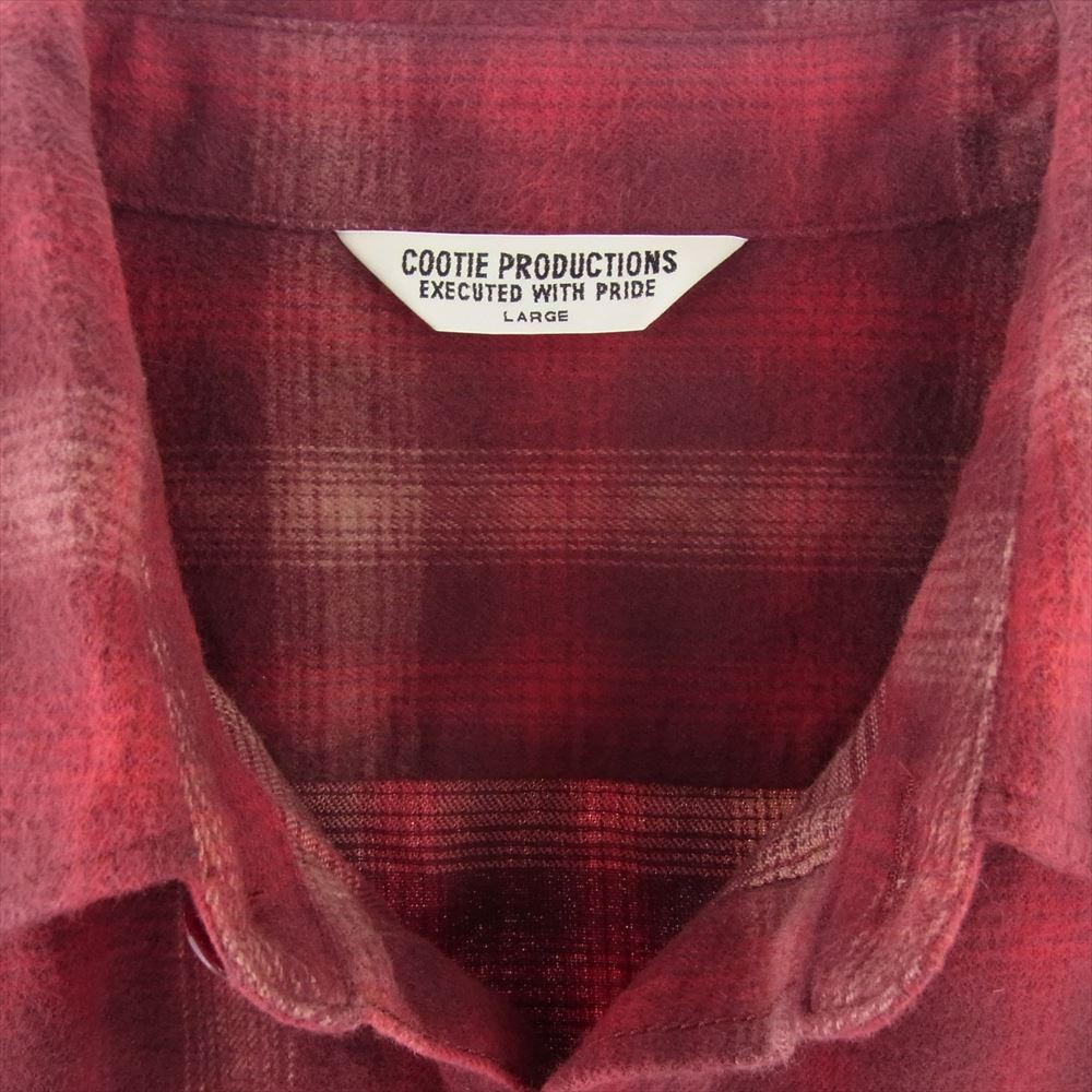 COOTIE クーティー チェック フランネル 長袖シャツ レッド系 L【中古】