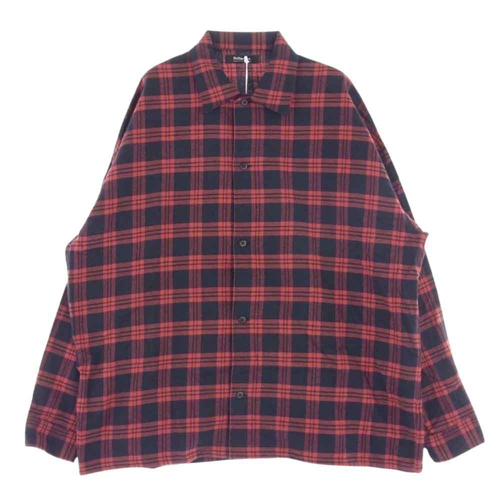 ROTTWEILER ロットワイラー RW22A0208 OPEN COLLAR CHECK SHIRTS オープン カラー チェック 長袖 シャツ レッド系 L【美品】【中古】