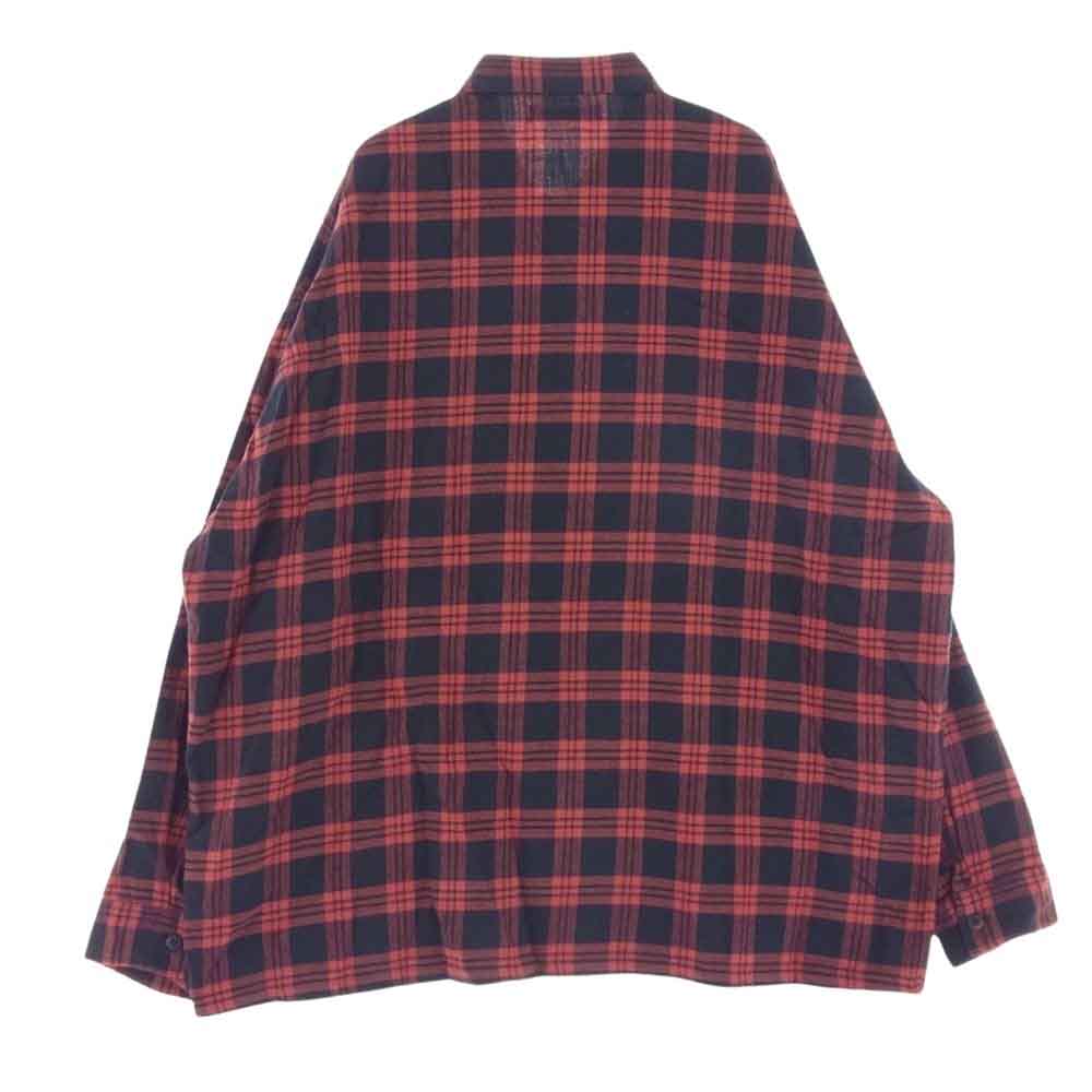 ROTTWEILER ロットワイラー RW22A0208 OPEN COLLAR CHECK SHIRTS オープン カラー チェック 長袖 シャツ レッド系 L【美品】【中古】