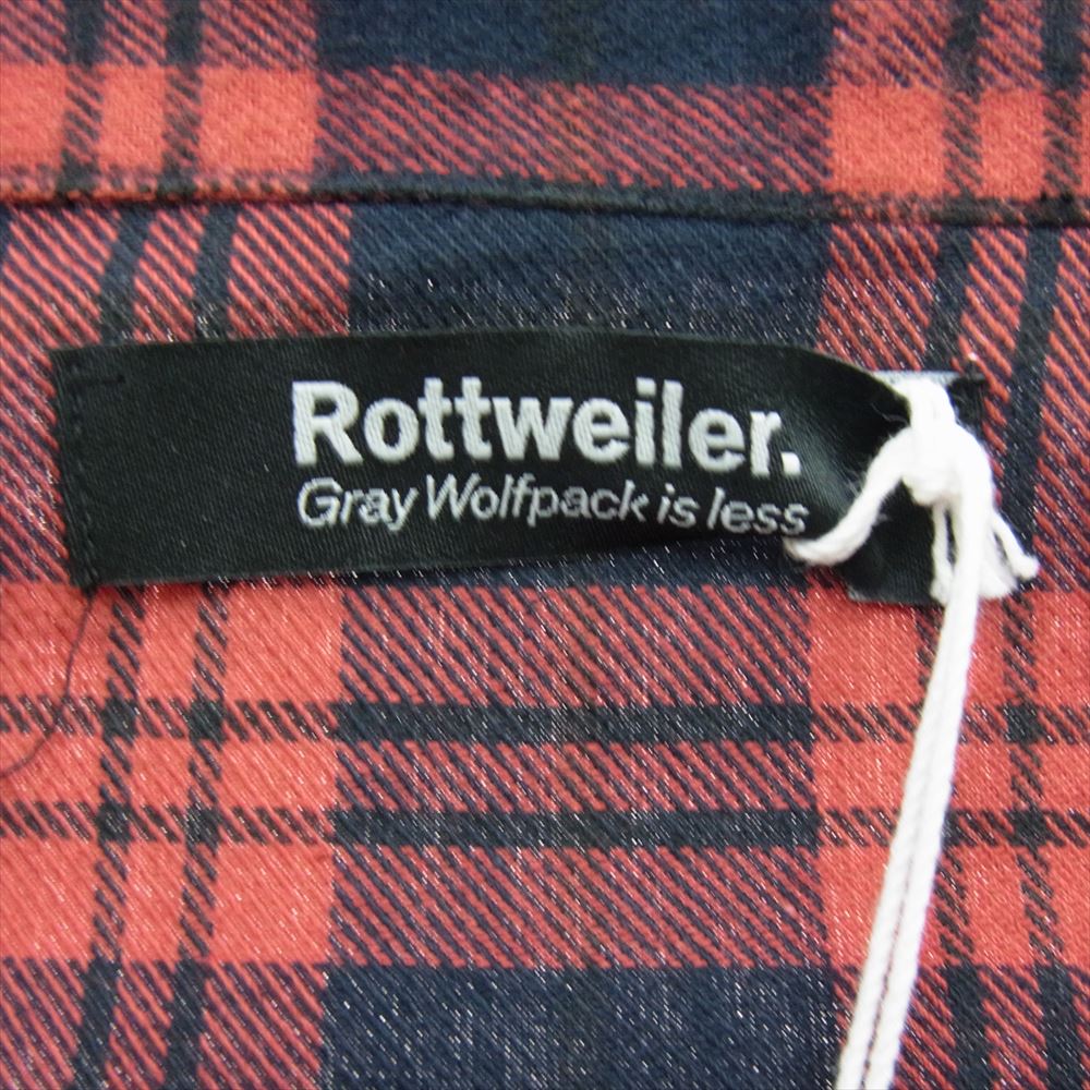ROTTWEILER ロットワイラー RW22A0208 OPEN COLLAR CHECK SHIRTS オープン カラー チェック 長袖 シャツ レッド系 L【美品】【中古】