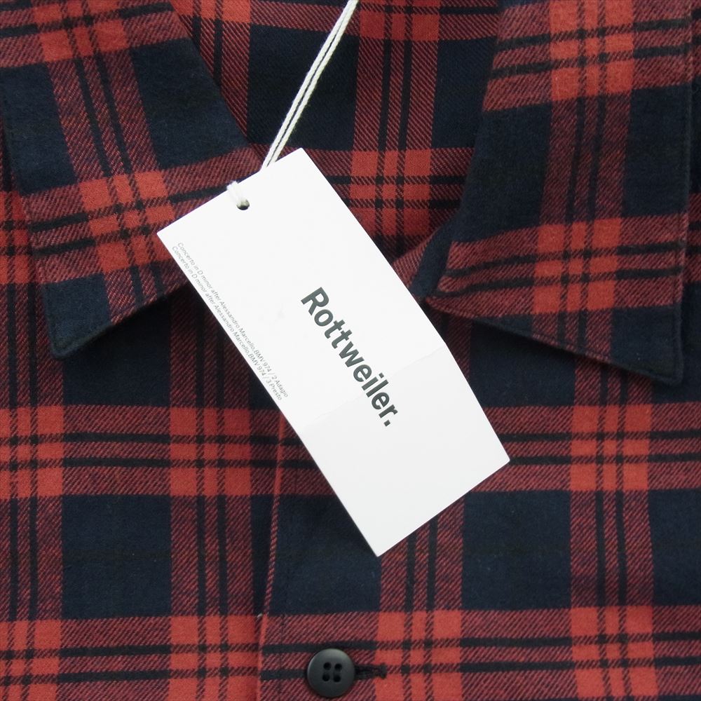 ROTTWEILER ロットワイラー RW22A0208 OPEN COLLAR CHECK SHIRTS オープン カラー チェック 長袖 シャツ レッド系 L【美品】【中古】