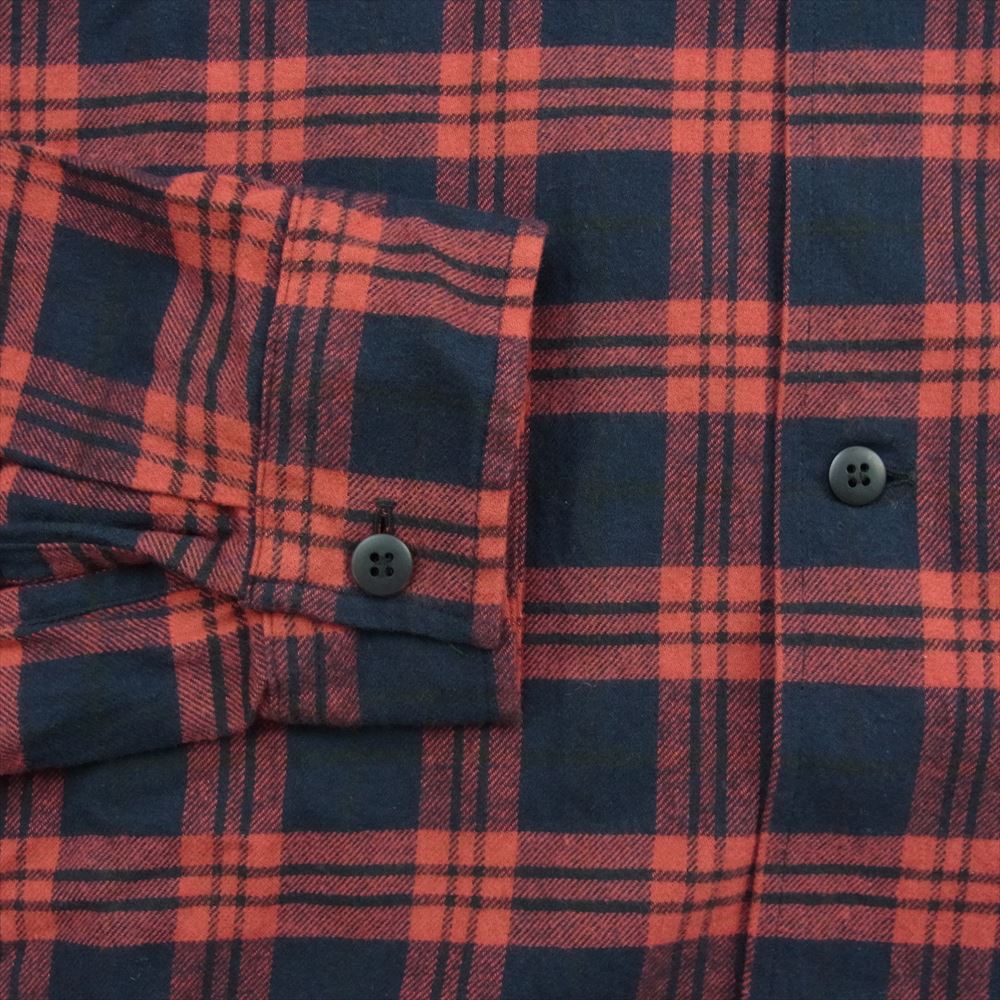 ROTTWEILER ロットワイラー RW22A0208 OPEN COLLAR CHECK SHIRTS オープン カラー チェック 長袖 シャツ レッド系 L【美品】【中古】