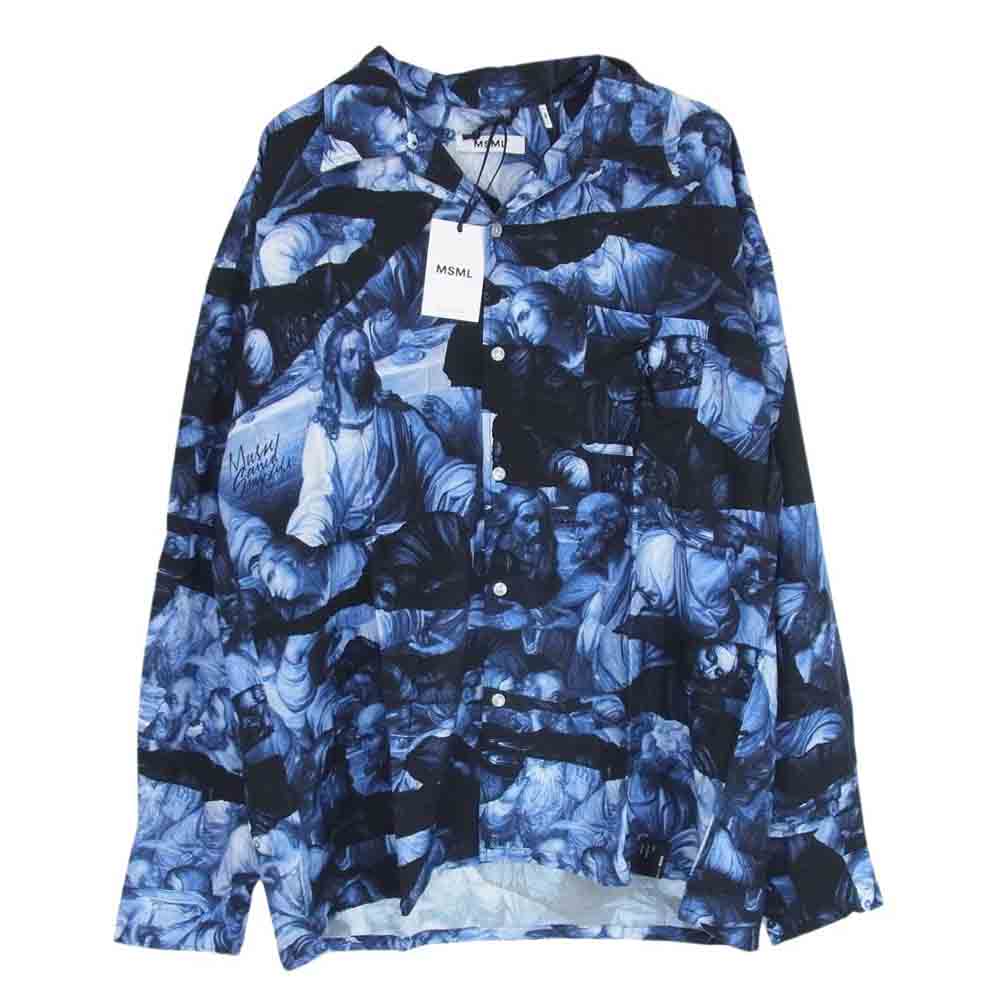 エムエスエムエル M1-02C5-SL01 ART GRAPHIC LONG SLEEVE SHIRT アート グラフィック ロングスリーブ 長袖 シャツ ブルー系 XL【極上美品】【中古】