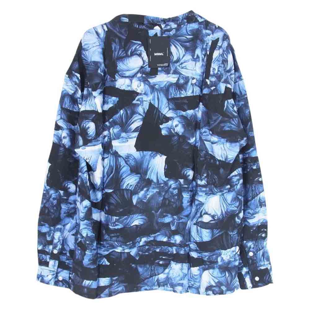 エムエスエムエル M1-02C5-SL01 ART GRAPHIC LONG SLEEVE SHIRT アート グラフィック ロングスリーブ 長袖 シャツ ブルー系 XL【極上美品】【中古】